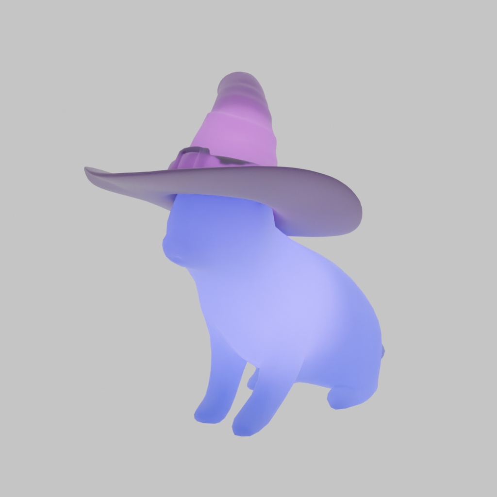 【Blender】 魔女帽子をかぶった猫の間接照明 Indirect lighting for a cat wearing a witch's hat