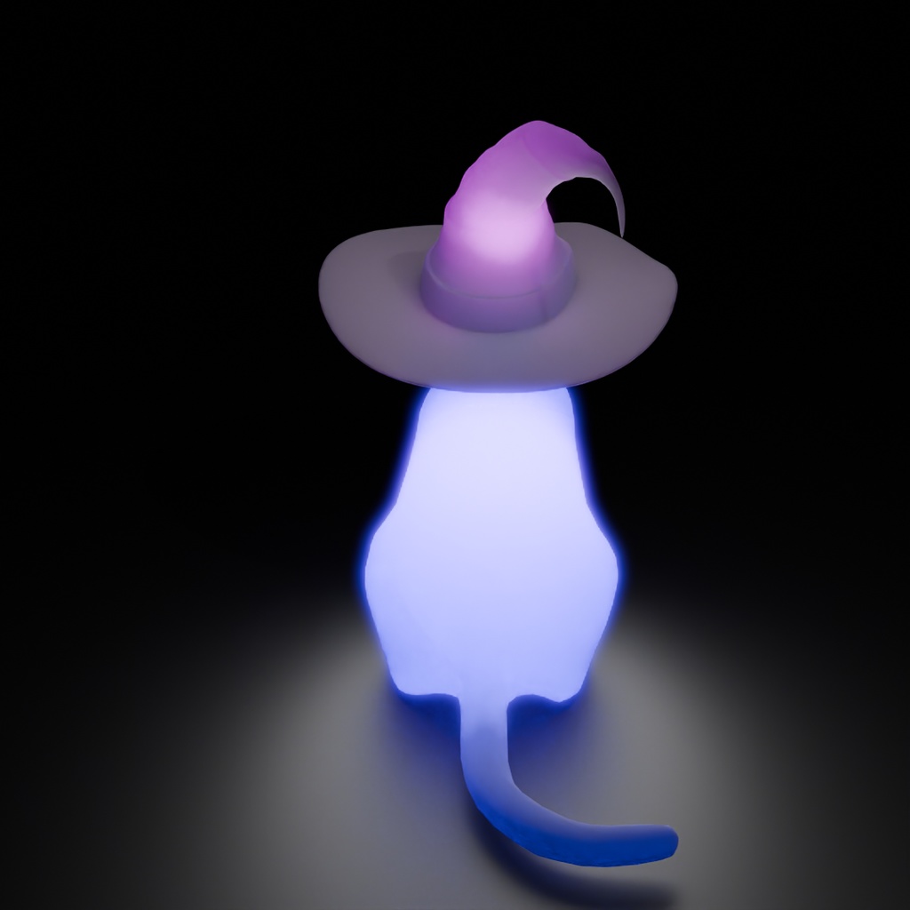 【Blender】 魔女帽子をかぶった猫の間接照明 Indirect lighting for a cat wearing a witch's hat