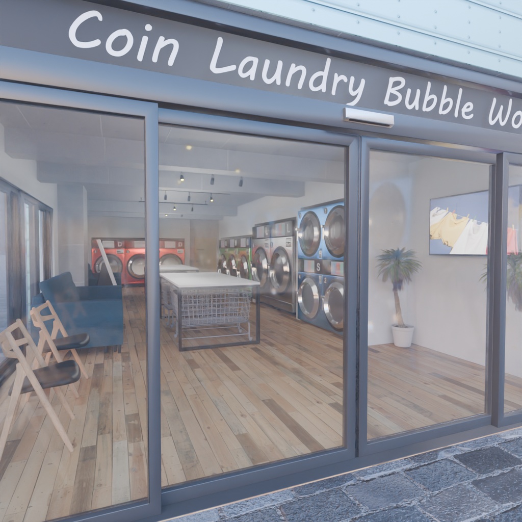 【Blender】 コインランドリー Coin-operated laundry