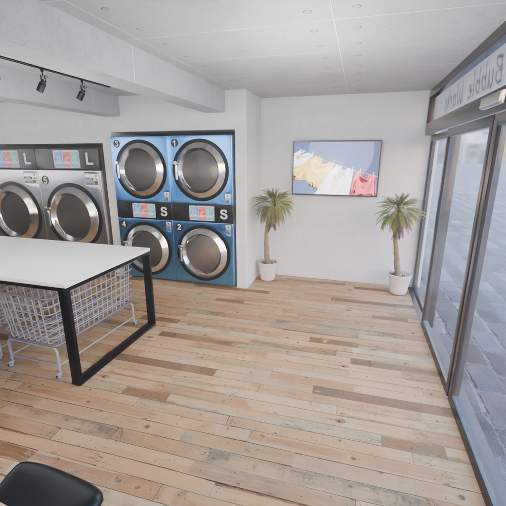【Blender】 コインランドリー Coin-operated laundry
