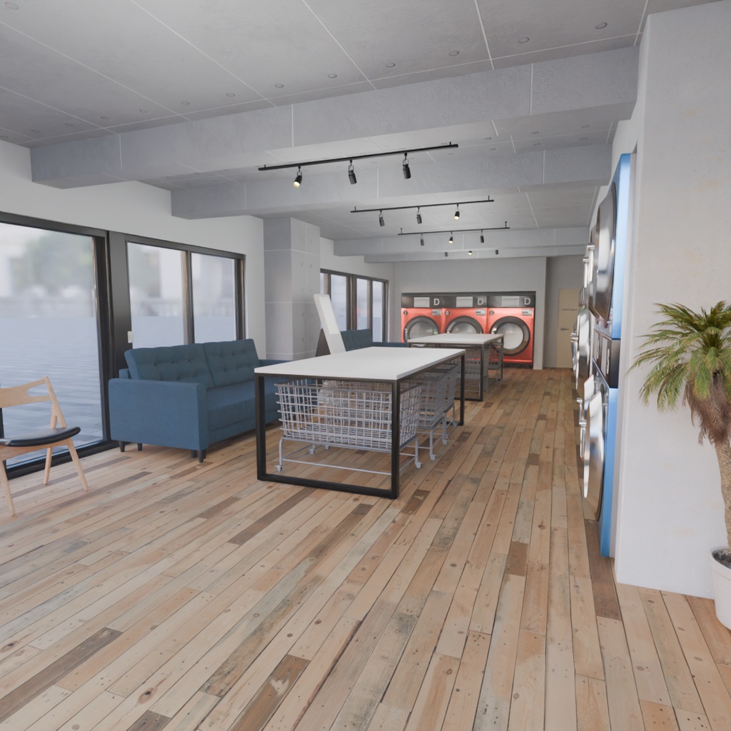 【Blender】 コインランドリー Coin-operated laundry