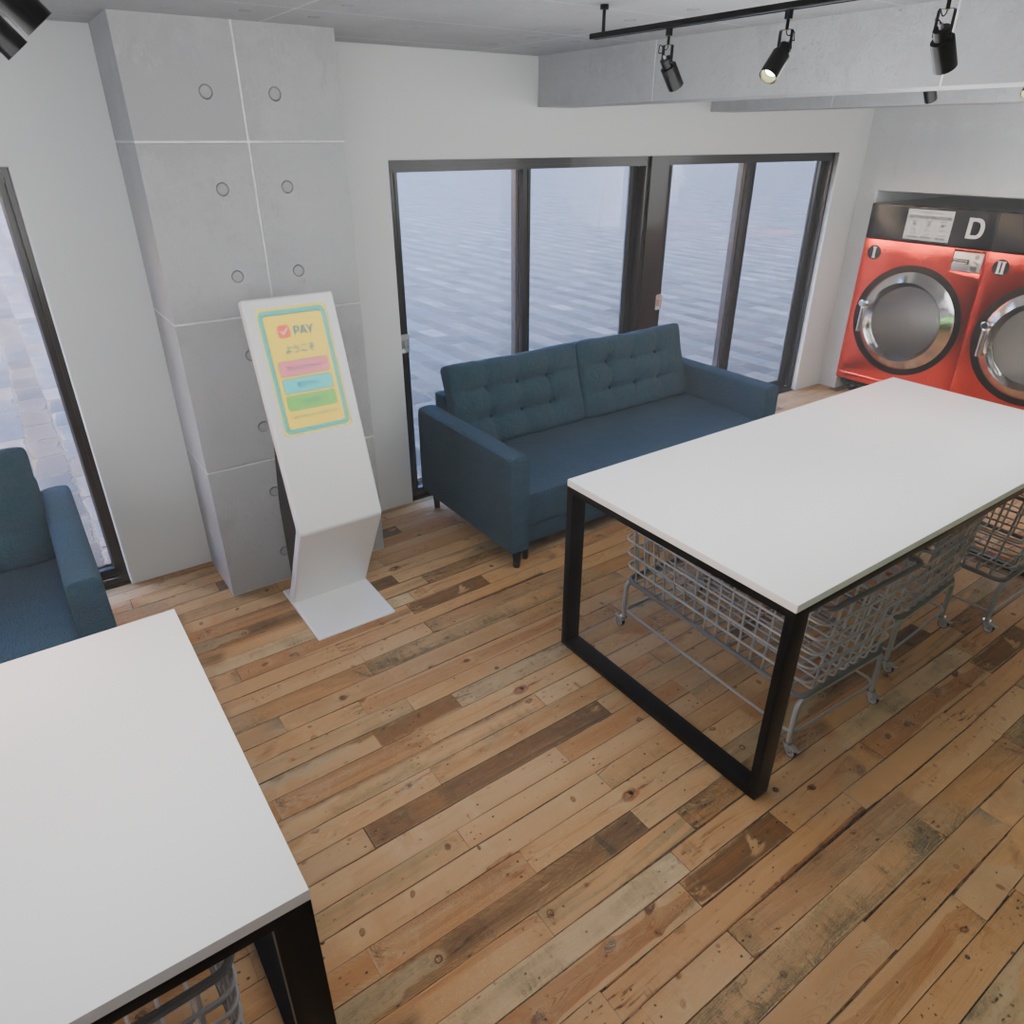 【Blender】 コインランドリー Coin-operated laundry