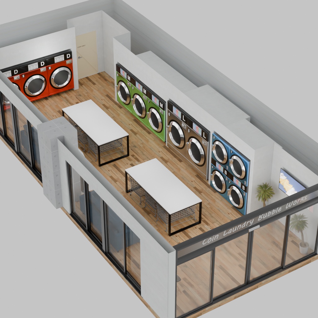 【Blender】 コインランドリー Coin-operated laundry