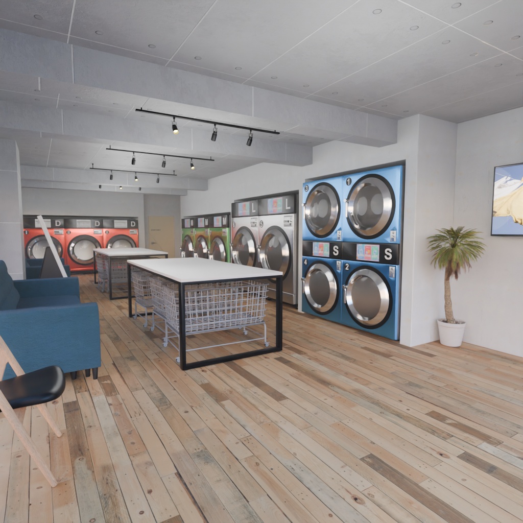 【Blender】 コインランドリー Coin-operated laundry