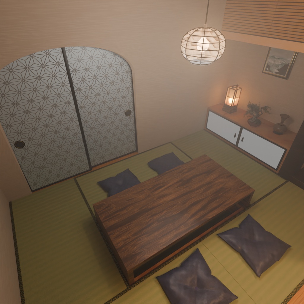【Blender】 和の間+こたつ Japanese Serenity Room + kotatsu