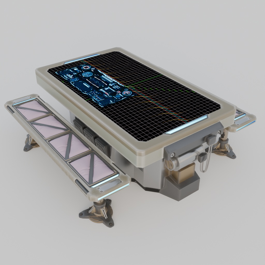 【Blender】 SFのテーブルと長椅子