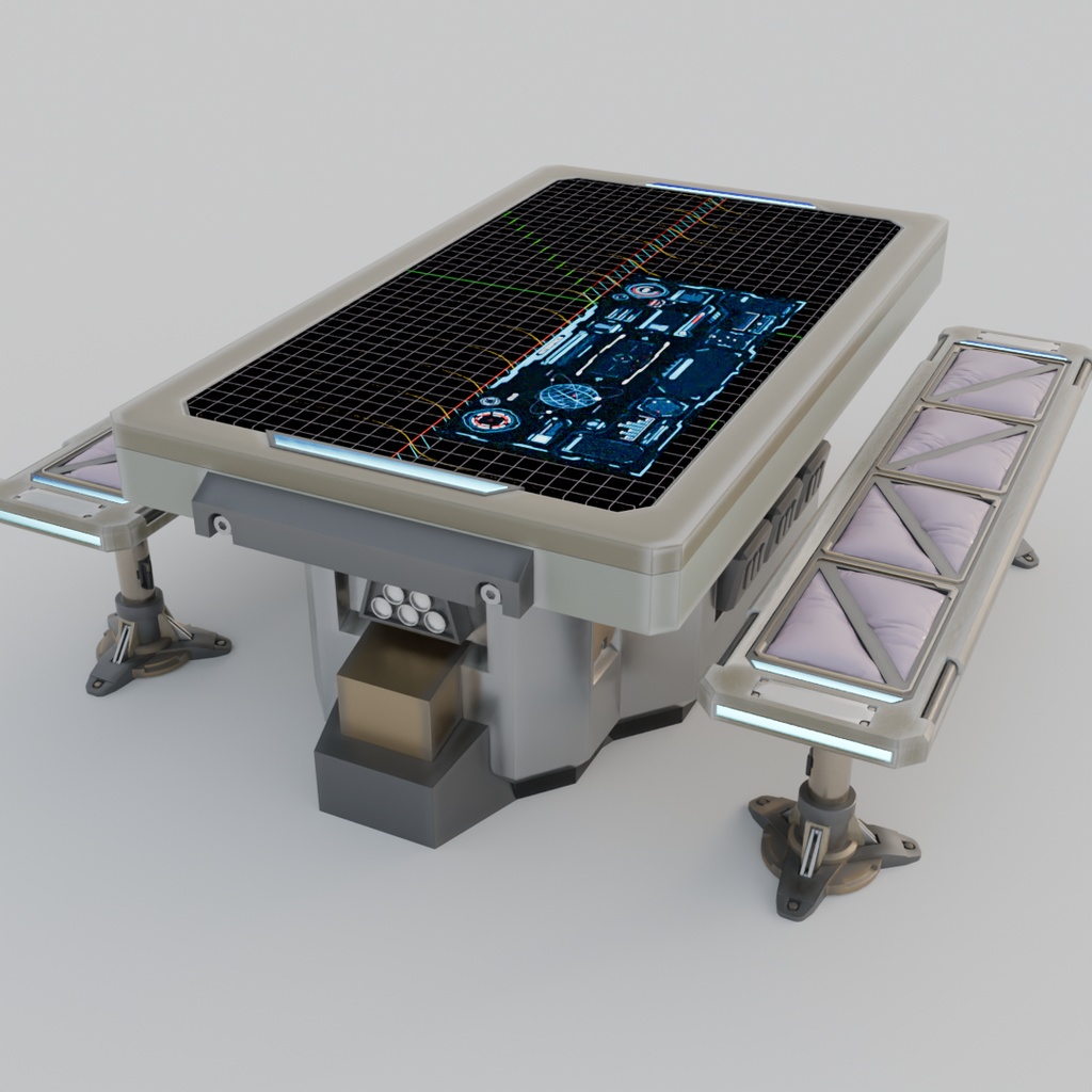 【Blender】 SFのテーブルと長椅子