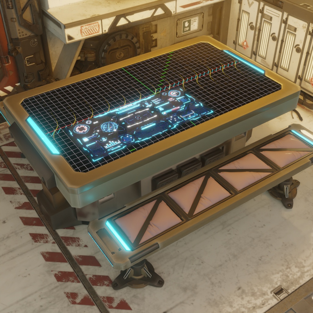 SFのテーブルと長椅子