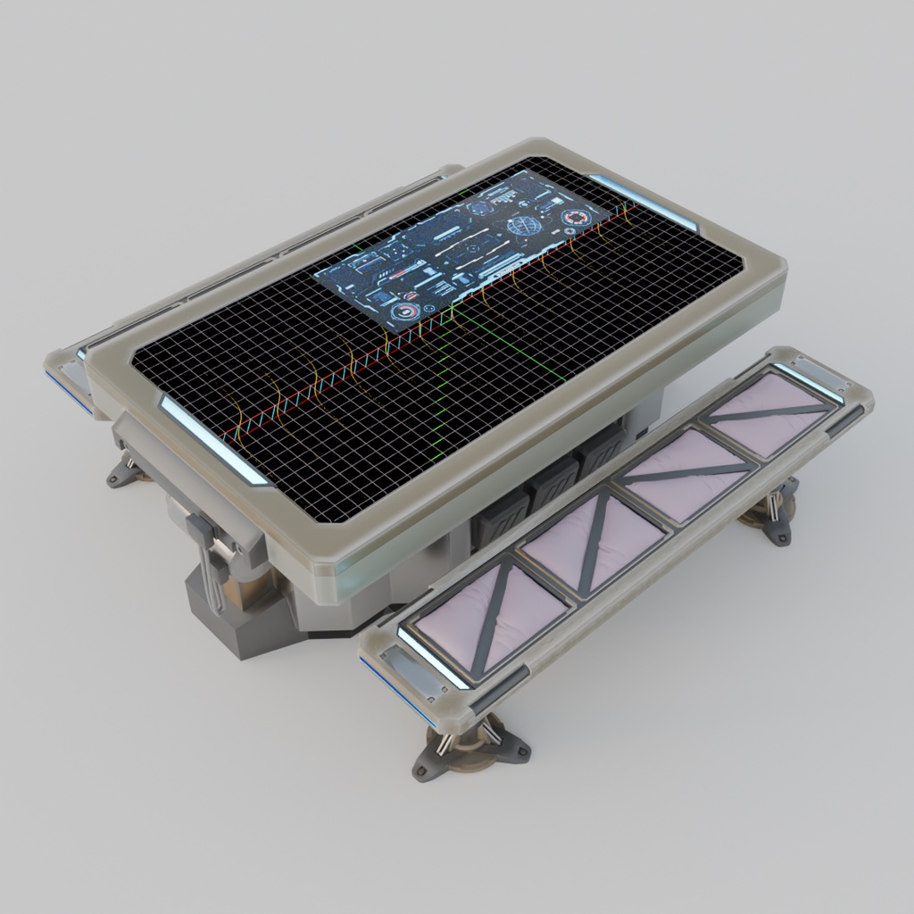 【Blender】 SFのテーブルと長椅子