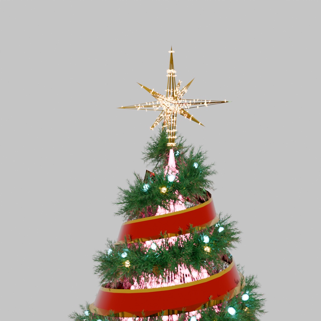 【Blender】 クリスマスツリーのイルミネーションライト Christmas tree light decorations