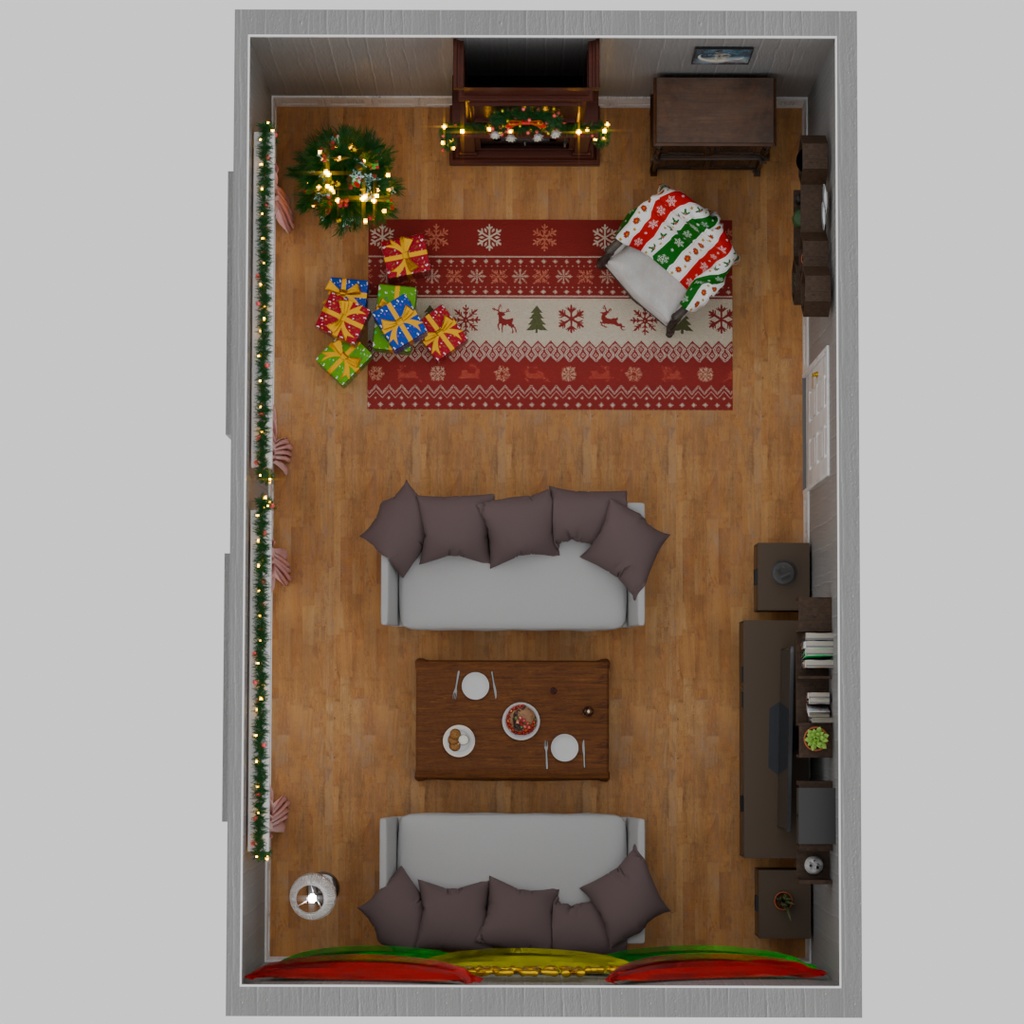 【Blender】 クリスマスルームセット Christmas Room set
