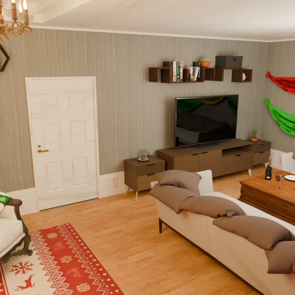 【Blender】 クリスマスルームセット Christmas Room set