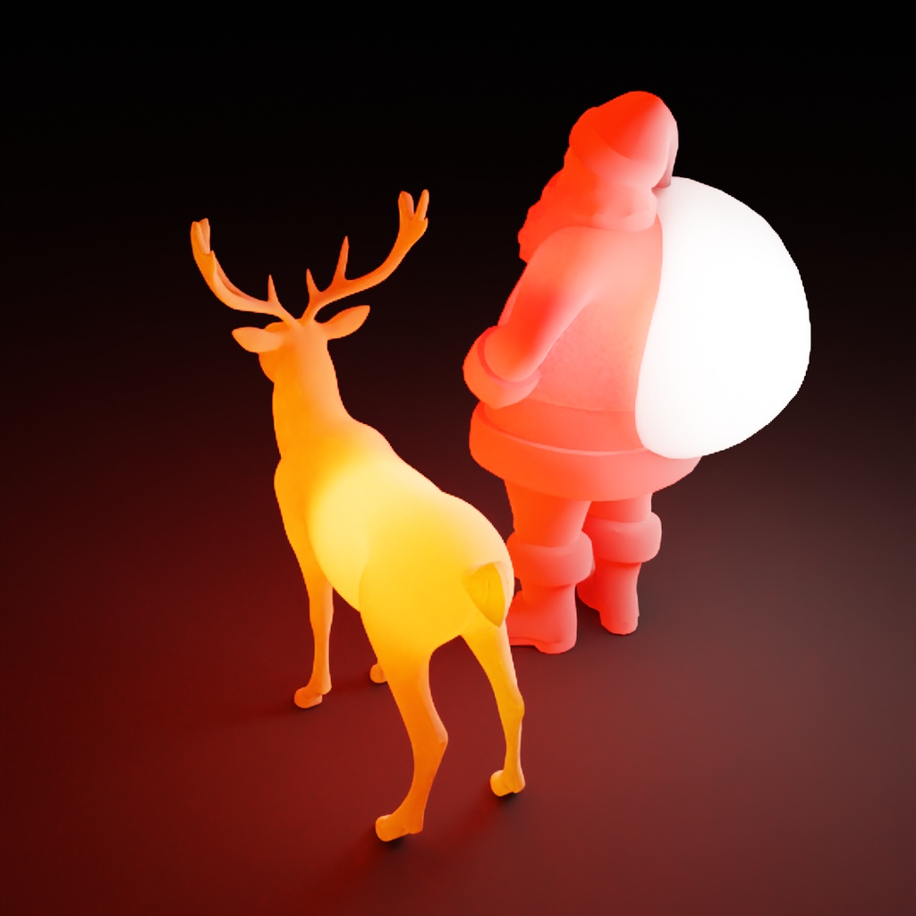 【Blender】 サンタとトナカイの間接照明 Indirect Lighting Between Santa and Reindeer