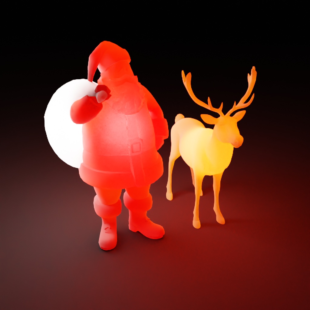 【Blender】 サンタとトナカイの間接照明 Indirect Lighting Between Santa and Reindeer