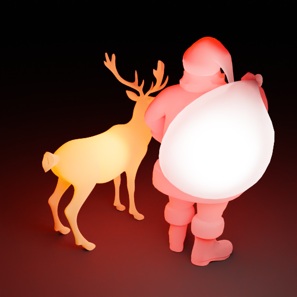 【Blender】 サンタとトナカイの間接照明 Indirect Lighting Between Santa and Reindeer