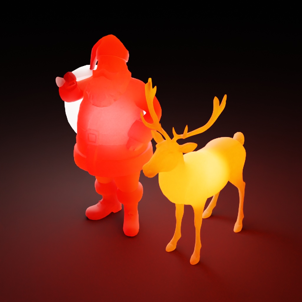 【Blender】 サンタとトナカイの間接照明 Indirect Lighting Between Santa and Reindeer