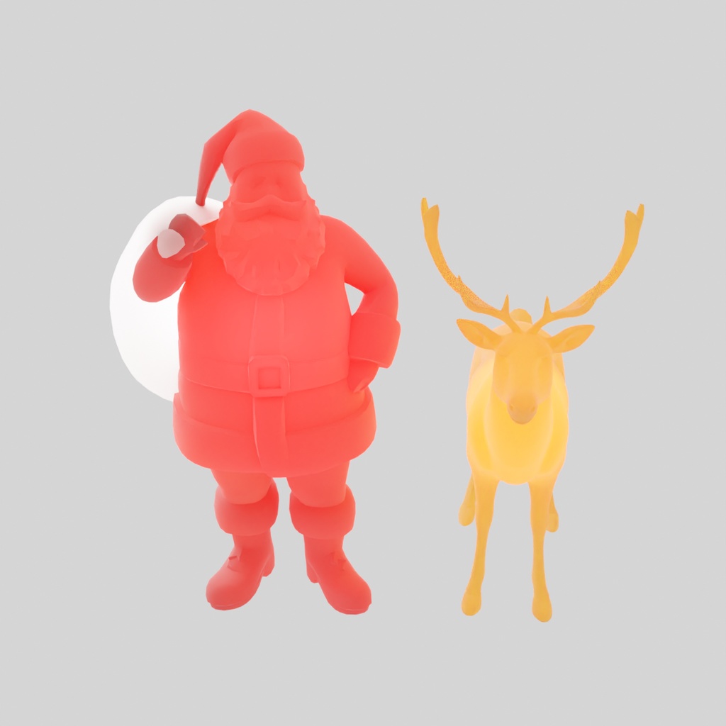 【Blender】 サンタとトナカイの間接照明 Indirect Lighting Between Santa and Reindeer