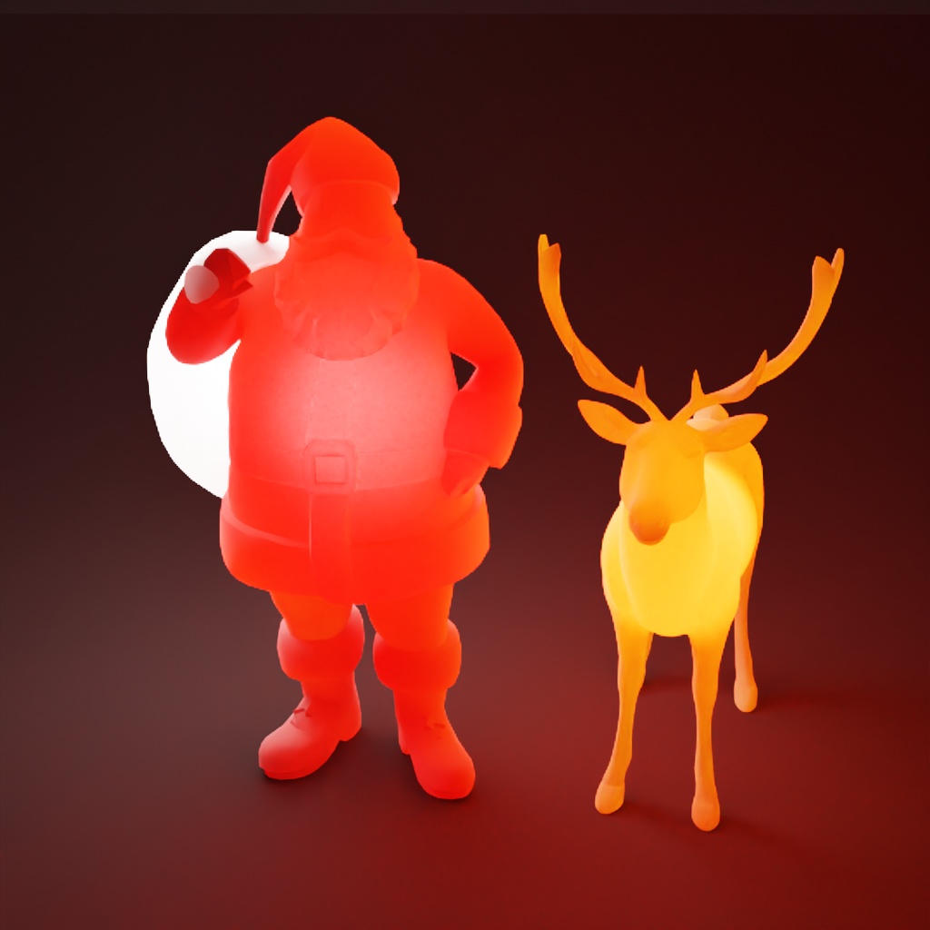 【Blender】 サンタとトナカイの間接照明 Indirect Lighting Between Santa and Reindeer