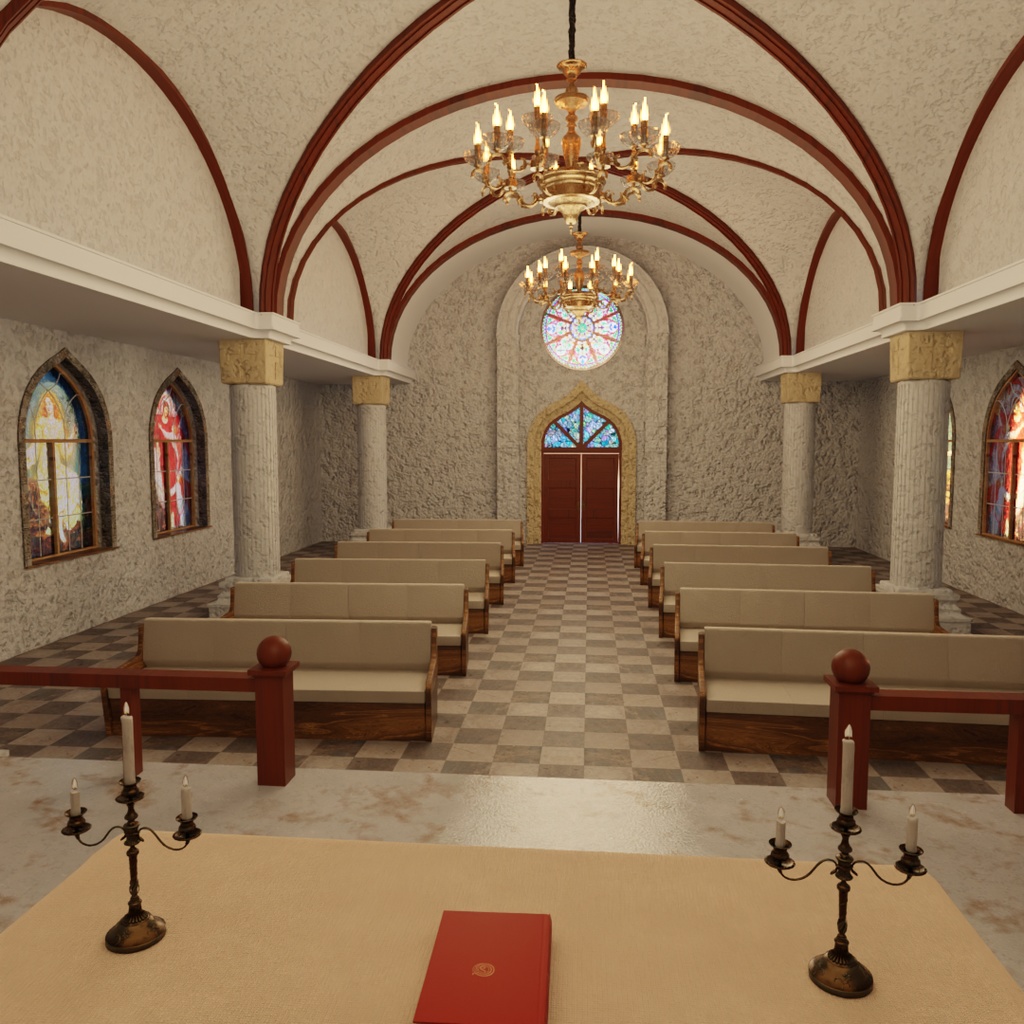 【Blender】 教会セット – 柔らかな光の礼拝堂 Church Set – Chapel of Soft Light
