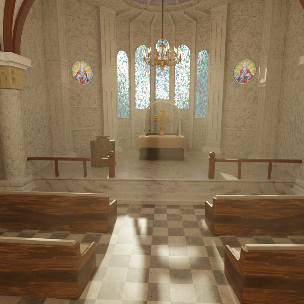 【Blender】 教会セット – 柔らかな光の礼拝堂 Church Set – Chapel of Soft Light