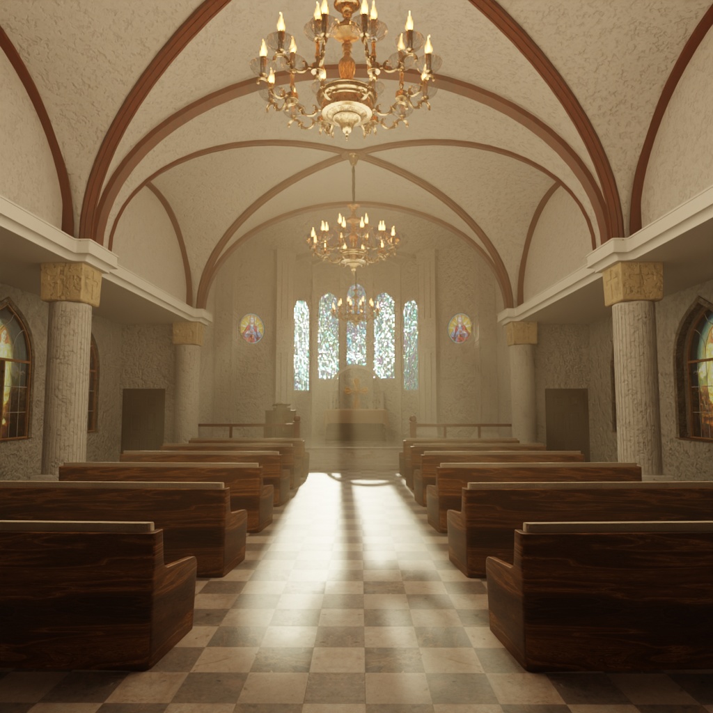 【Blender】 教会セット – 柔らかな光の礼拝堂 Church Set – Chapel of Soft Light