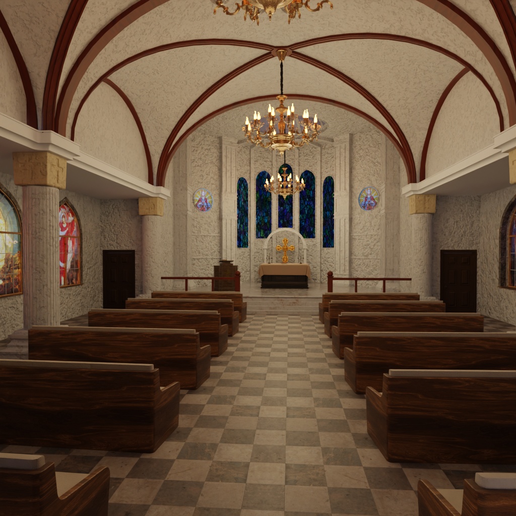 【Blender】 教会セット – 柔らかな光の礼拝堂 Church Set – Chapel of Soft Light