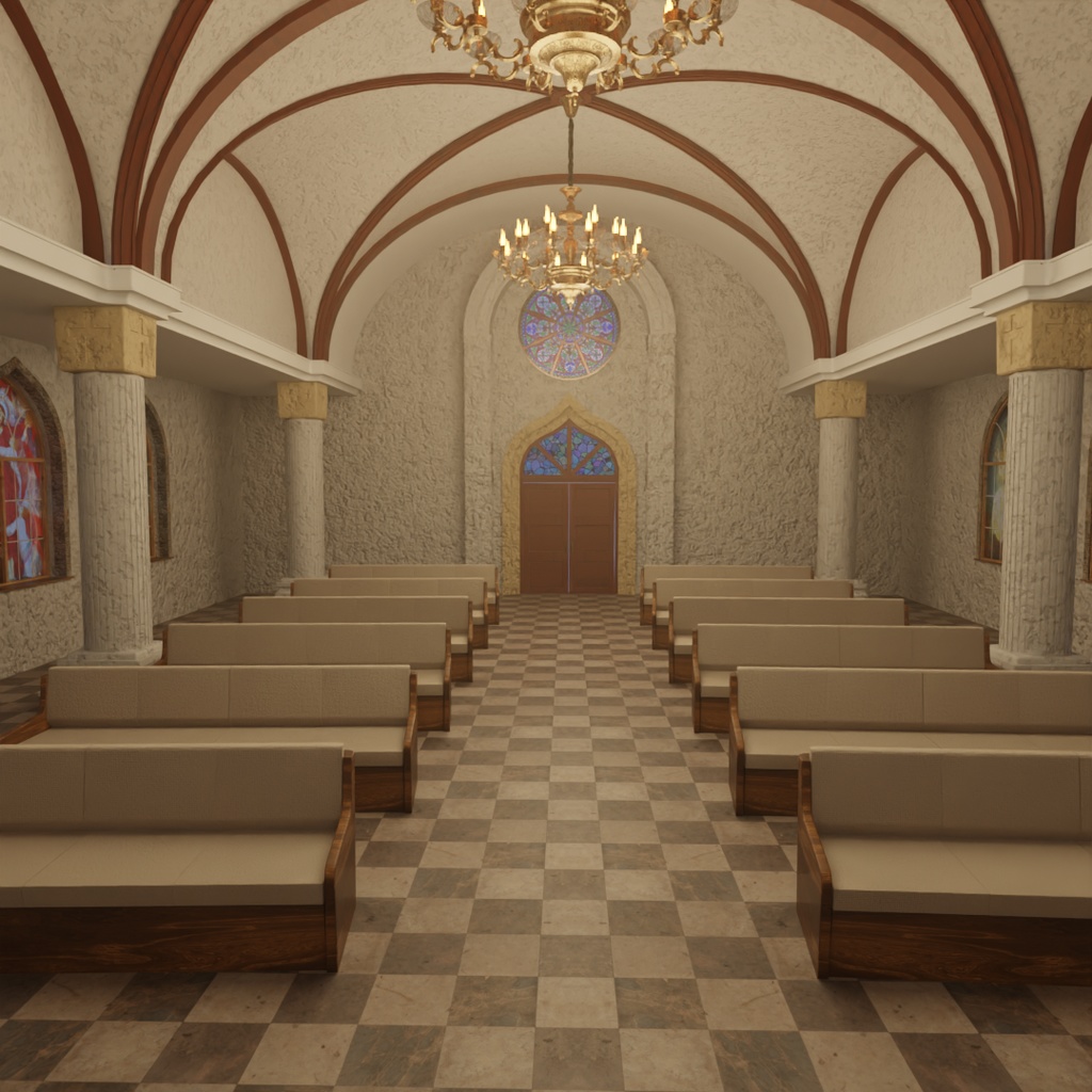 【Blender】 教会セット – 柔らかな光の礼拝堂 Church Set – Chapel of Soft Light
