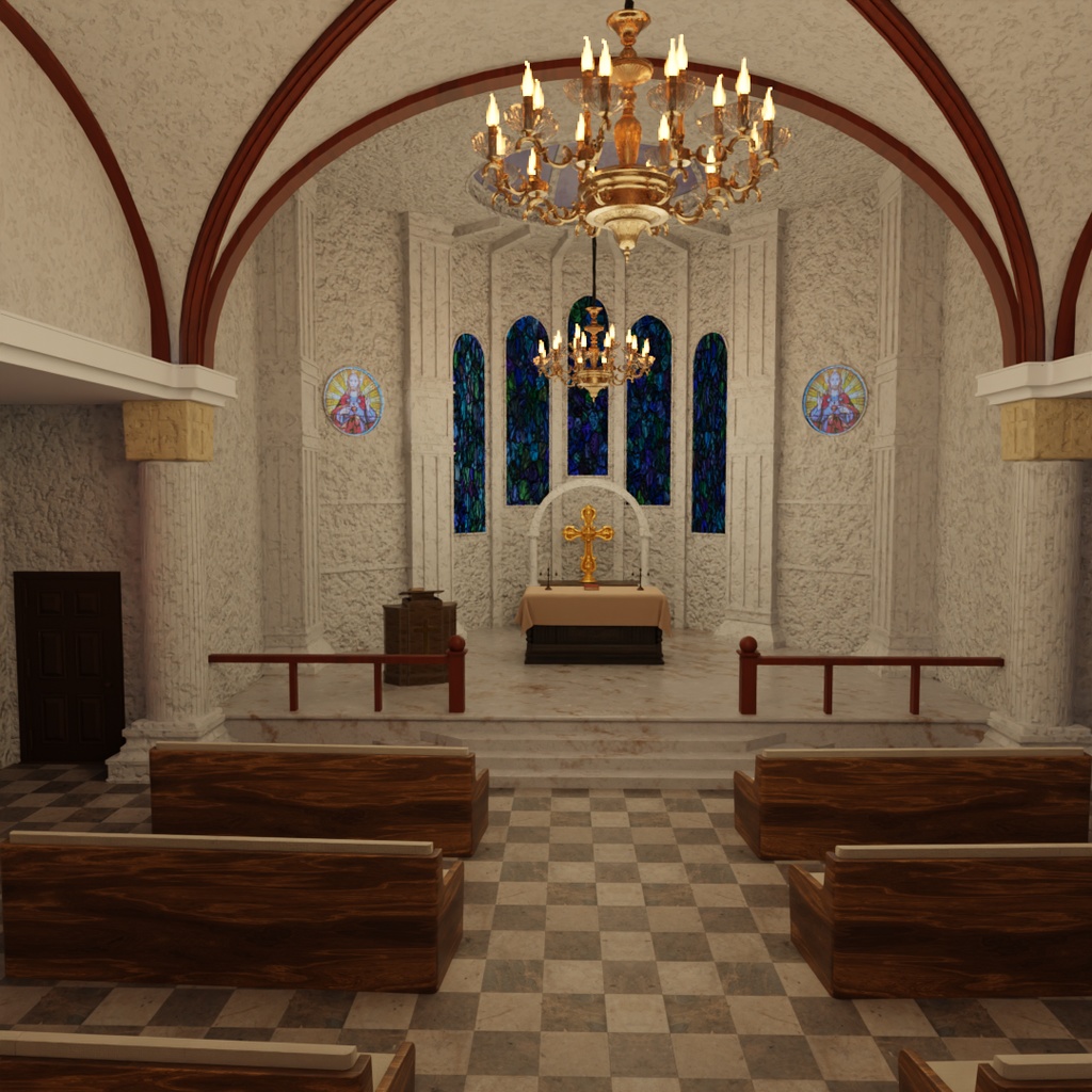 【Blender】 教会セット – 柔らかな光の礼拝堂 Church Set – Chapel of Soft Light