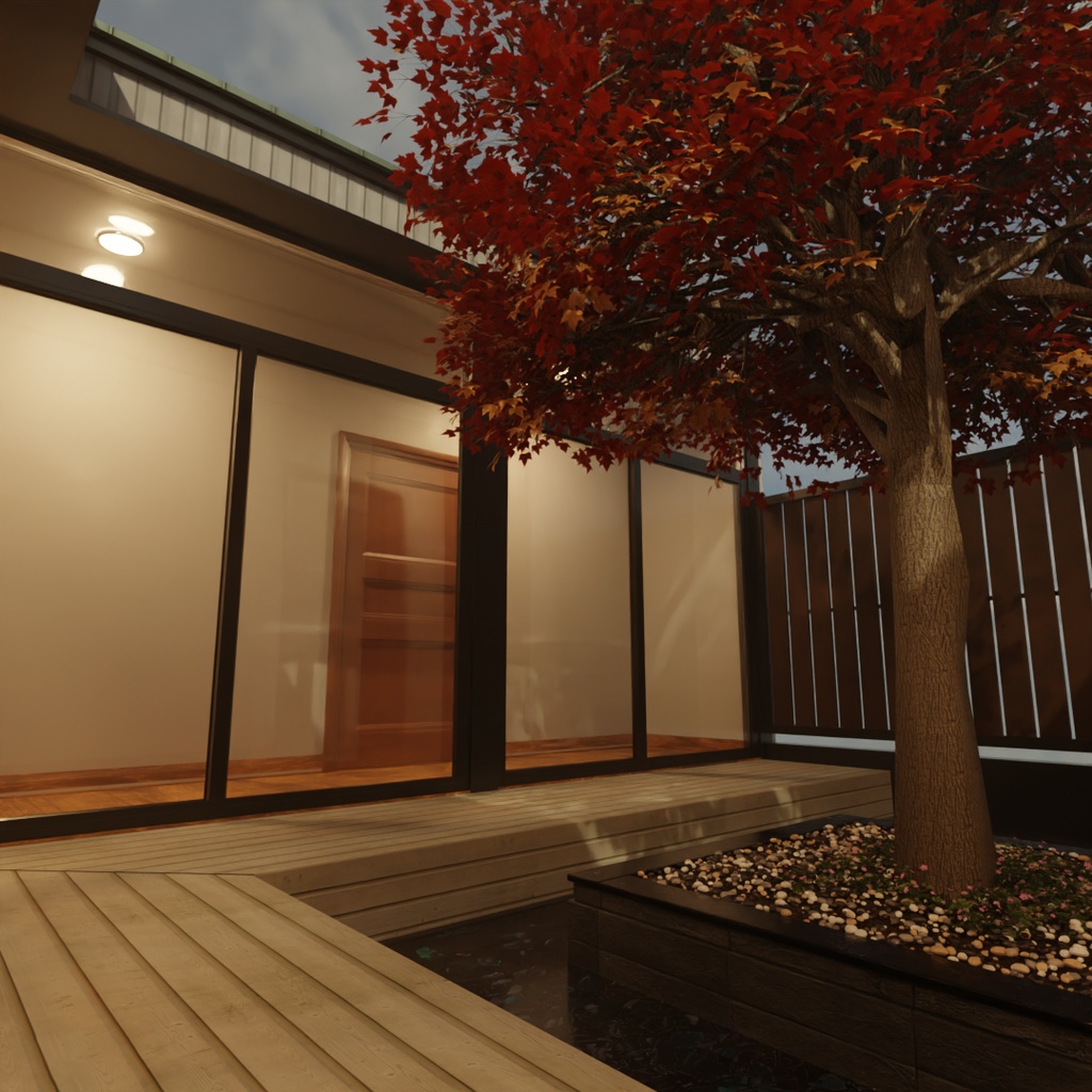 【Blender】 中庭に四季が見える家 A House with a Courtyard That Reflects the Seasons