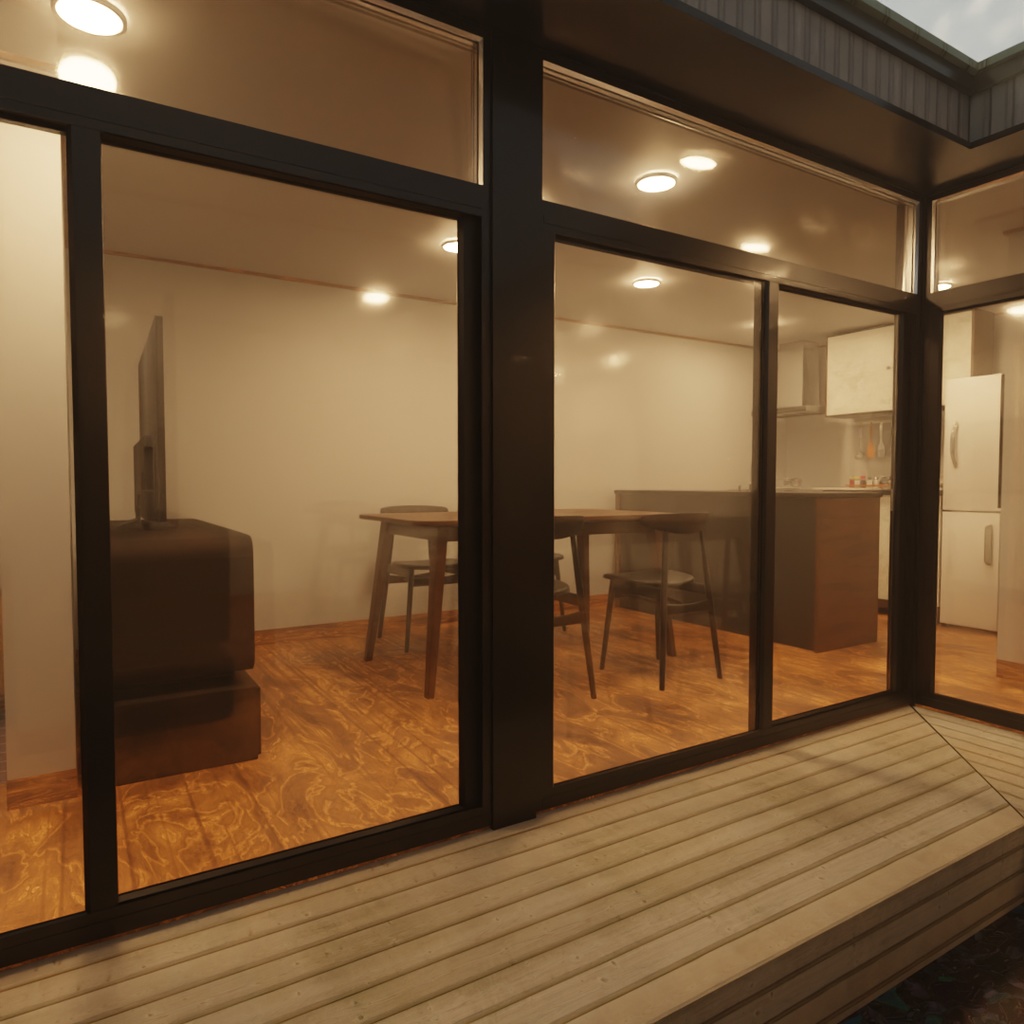 【Blender】 中庭に四季が見える家 A House with a Courtyard That Reflects the Seasons