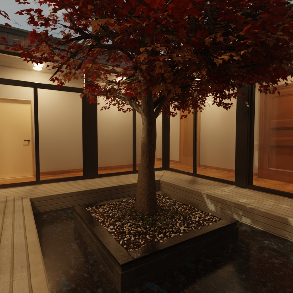 【Blender】 中庭に四季が見える家 A House with a Courtyard That Reflects the Seasons