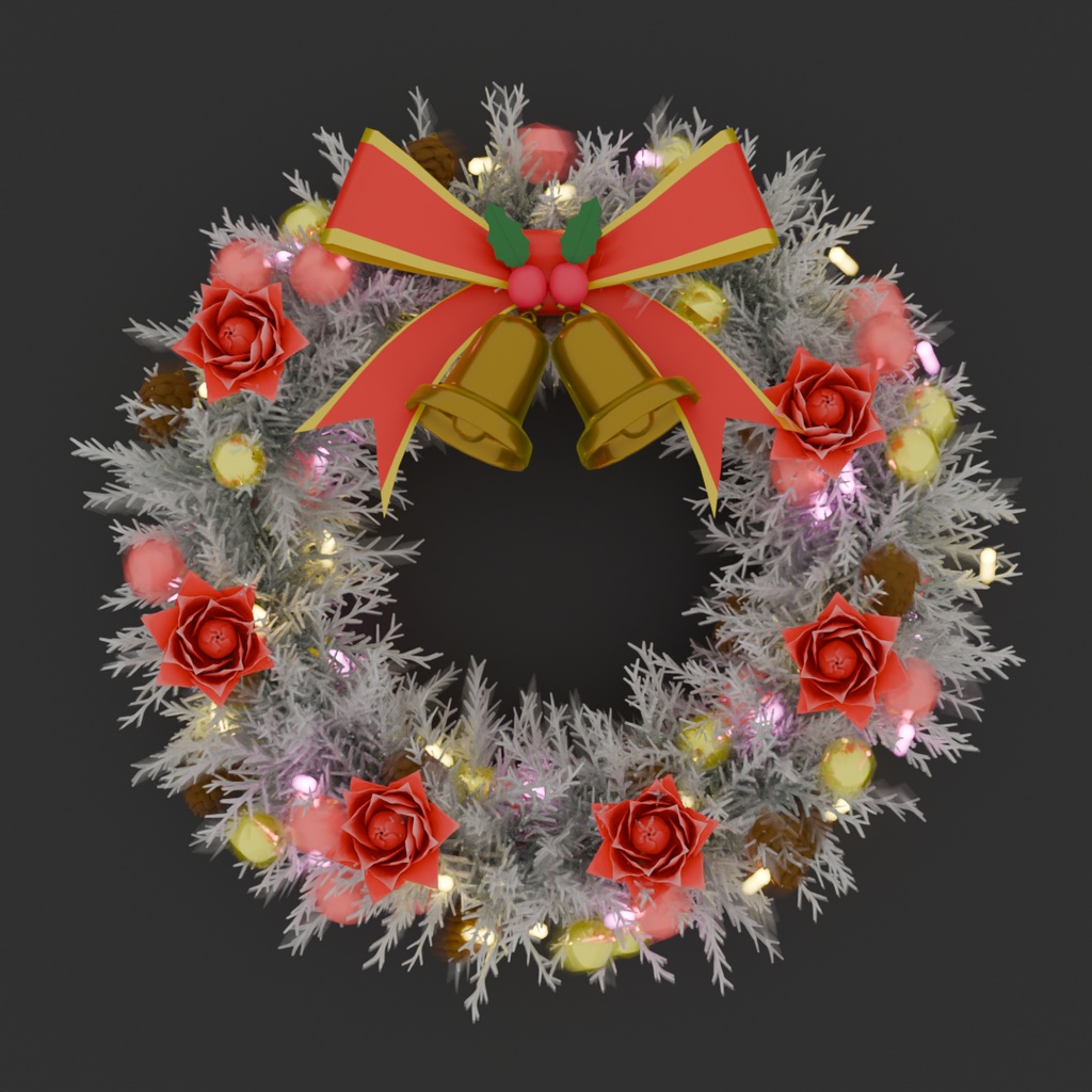 【Blender】 スノーホワイトクリスマスリース Snow White Christmas Wreath