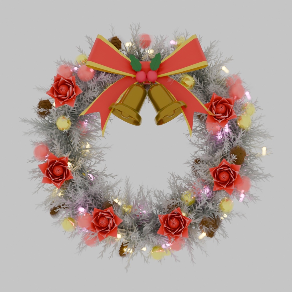 【Blender】 スノーホワイトクリスマスリース Snow White Christmas Wreath
