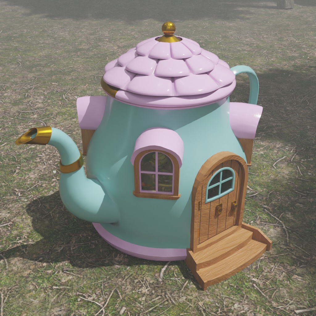 【Blender】 ティーポットの小さなお家 Teapot's Little House