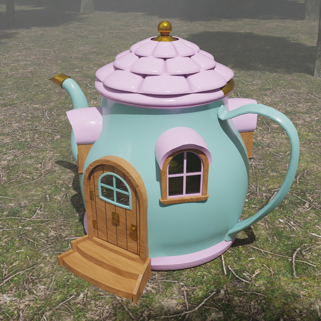 【Blender】 ティーポットの小さなお家 Teapot's Little House