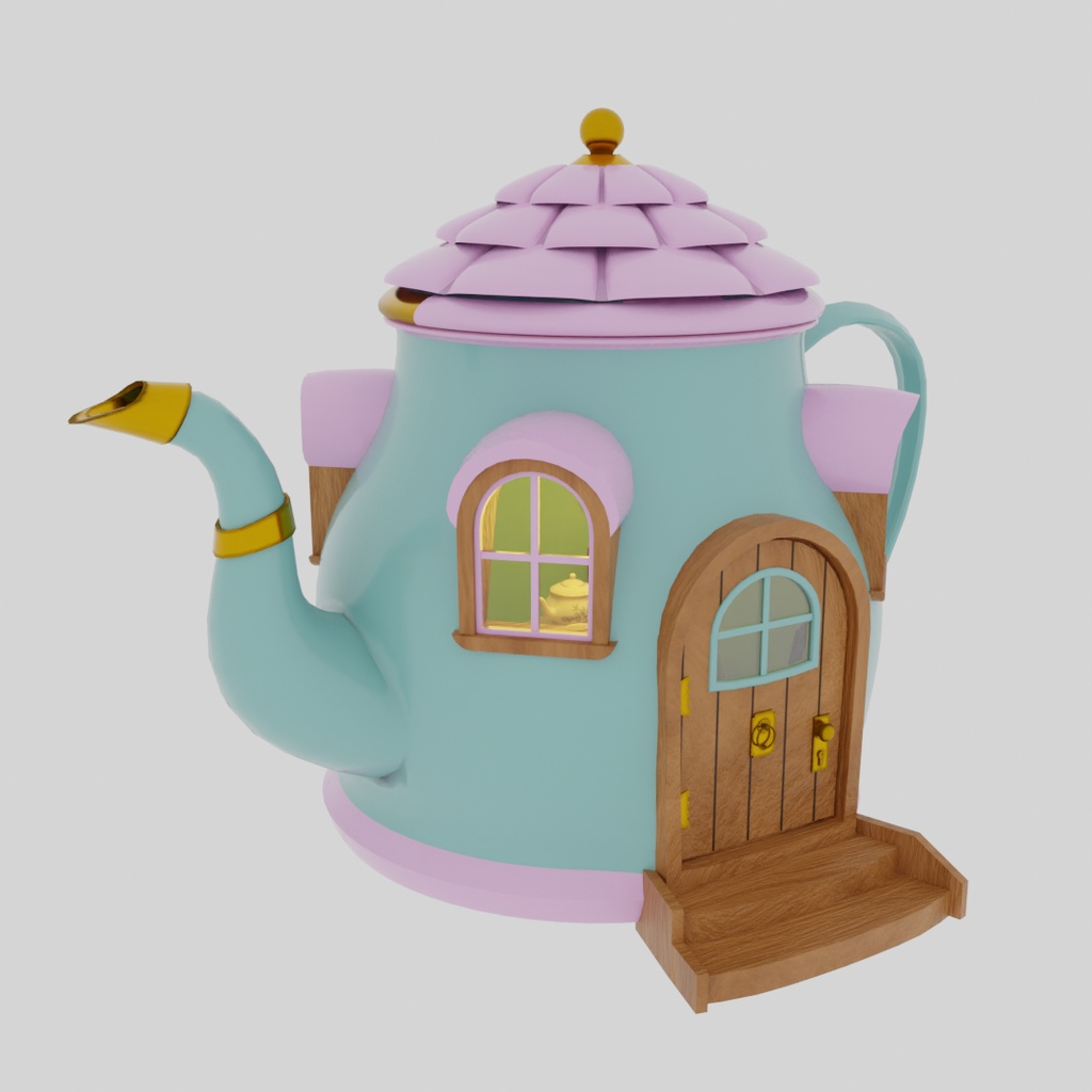 【Blender】 ティーポットの小さなお家 Teapot's Little House