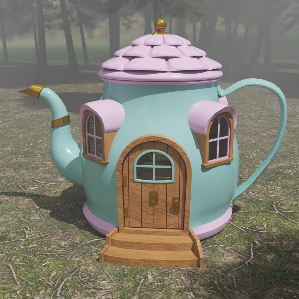 【Blender】 ティーポットの小さなお家 Teapot's Little House