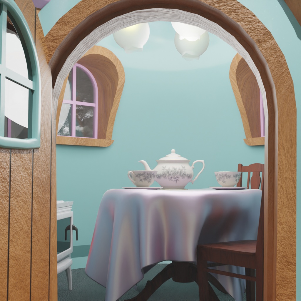 【Blender】 ティーポットの小さなお家 Teapot's Little House