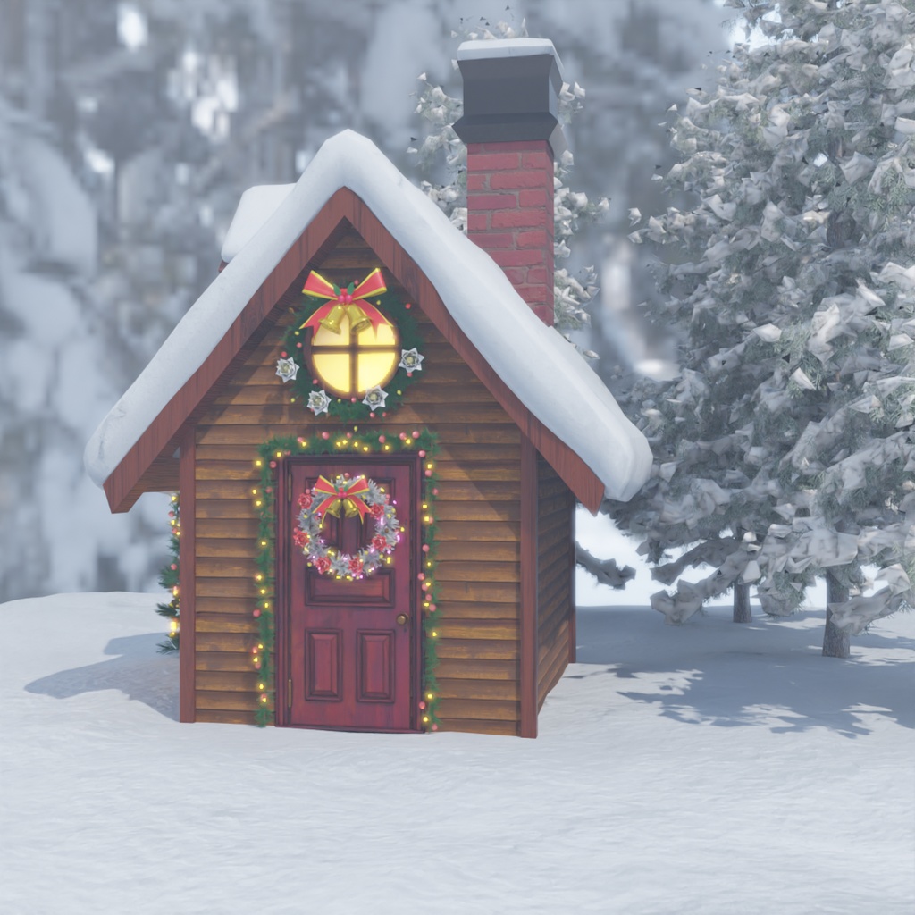 【Blender】 クリスマスのイルミネーションされたお家 Christmas-illuminated house