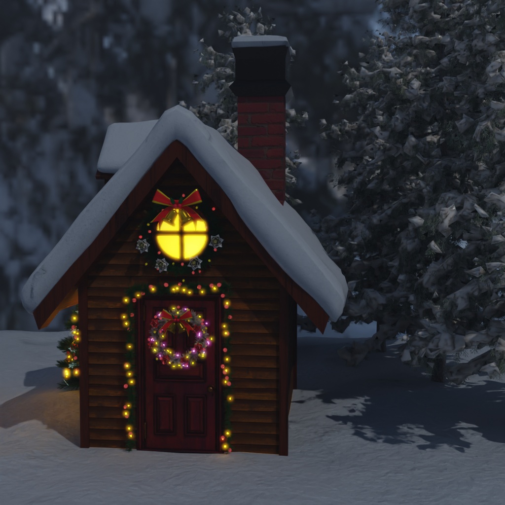 【Blender】 クリスマスのイルミネーションされたお家 Christmas-illuminated house