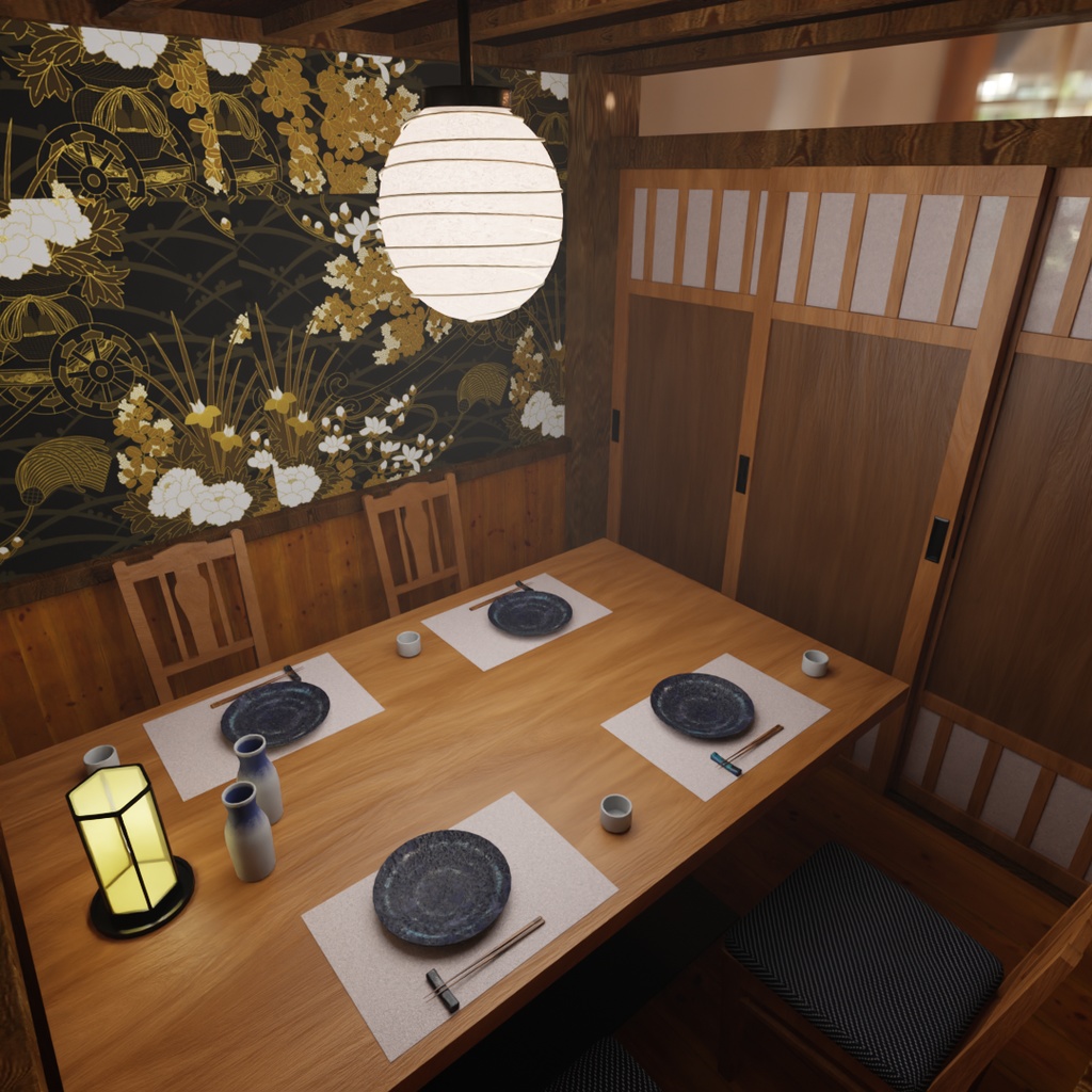 【Blender】 居酒屋の個室 Private room at an izakaya