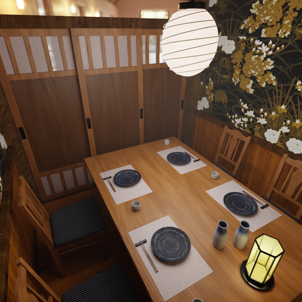 【Blender】 居酒屋の個室 Private room at an izakaya