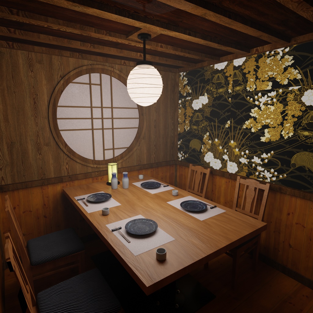 【Blender】 居酒屋の個室 Private room at an izakaya
