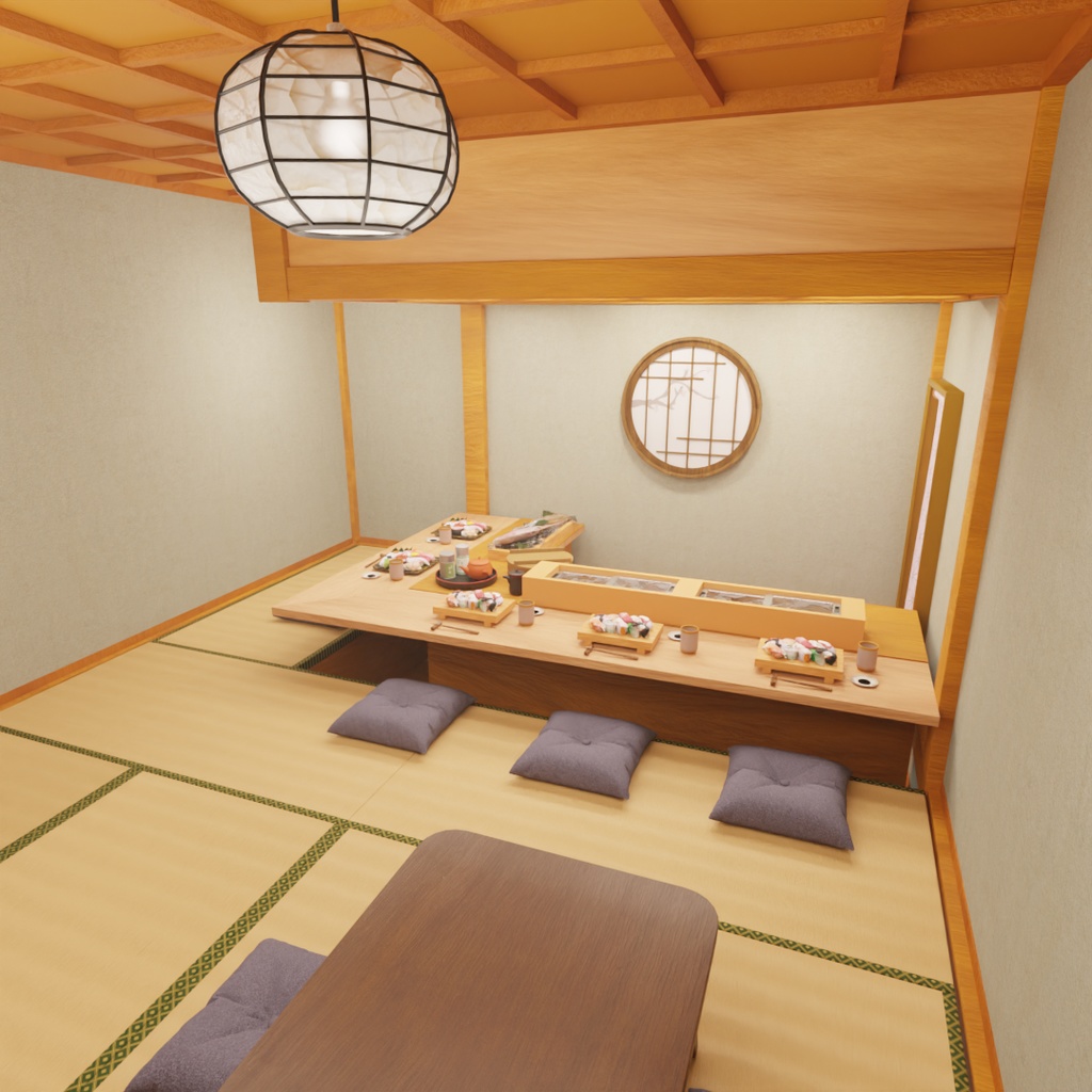 【Blender】 個室カウンター席の寿司屋 Sushi restaurant with private counter seating