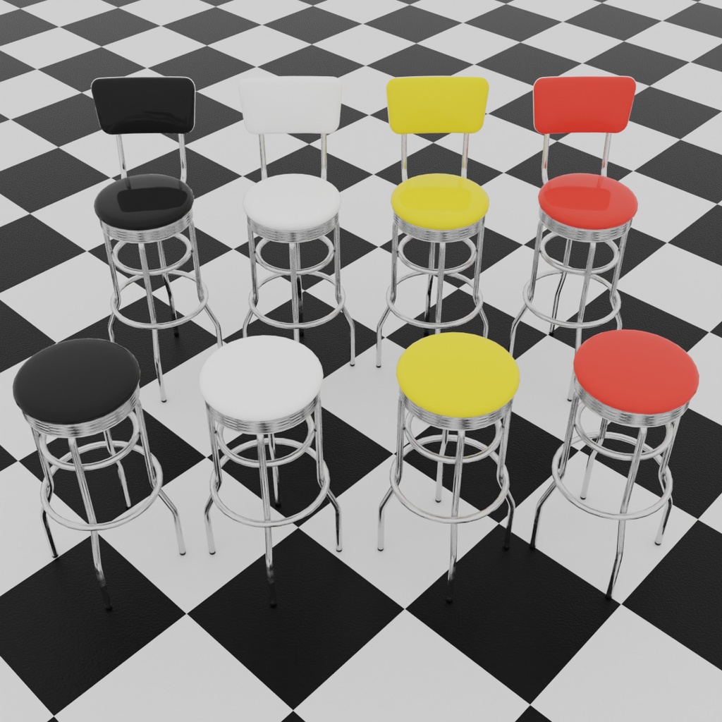 【Blender】 アメリカンダイナーの家具セット American Diner Furniture Set