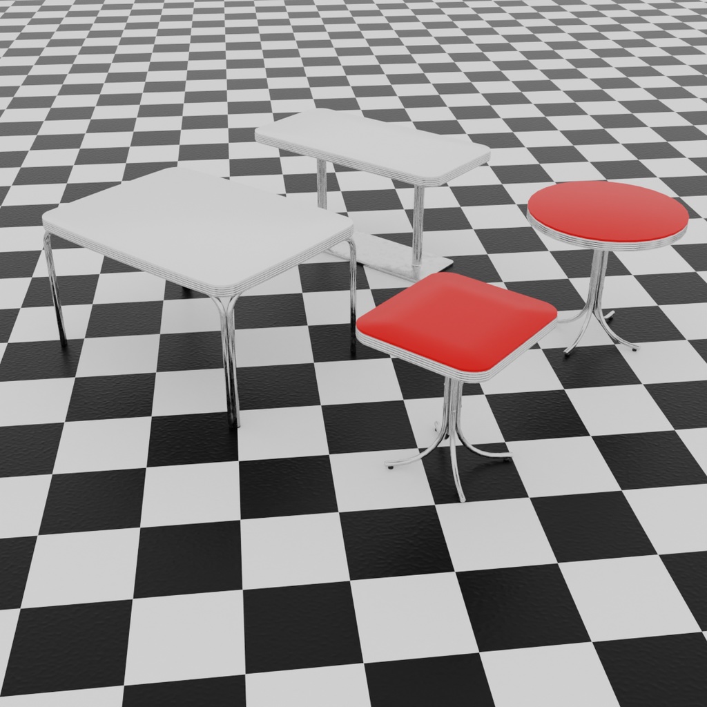 【Blender】 アメリカンダイナーの家具セット American Diner Furniture Set