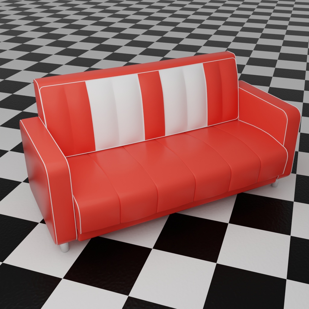 【Blender】 アメリカンダイナーの家具セット American Diner Furniture Set