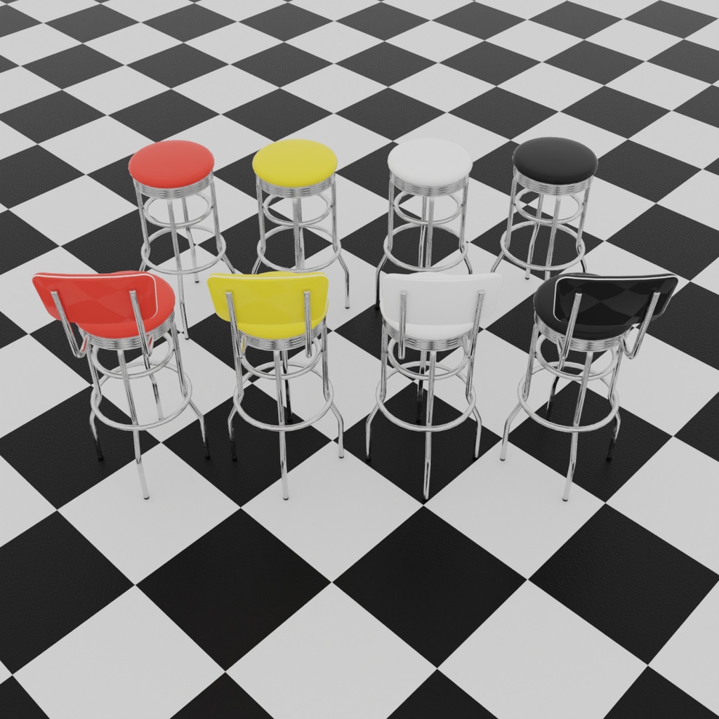 【Blender】 アメリカンダイナーの家具セット American Diner Furniture Set