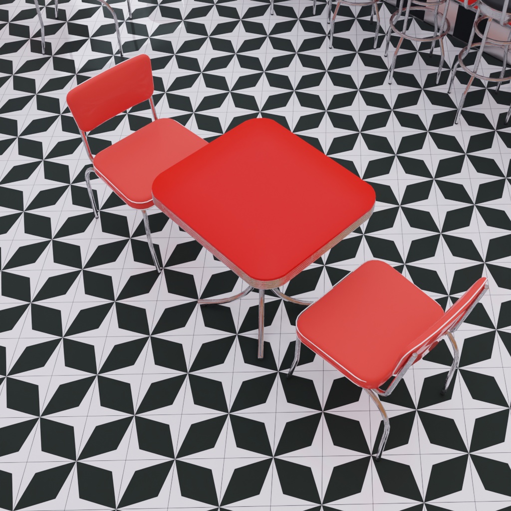 【Blender】 アメリカンダイナーの家具セット American Diner Furniture Set