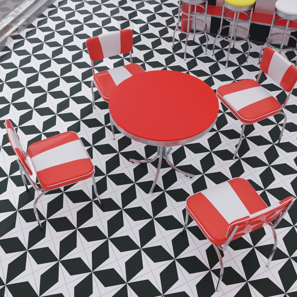 【Blender】 アメリカンダイナーの家具セット American Diner Furniture Set